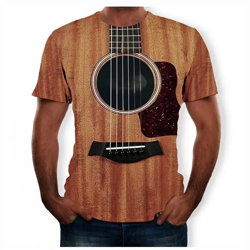 Guitar Cosplay T-shirt Men's Clothing Funny Design Short Sleeve T Shirts 3D Print Street Fashion Music Stage Party Cool Tees Top