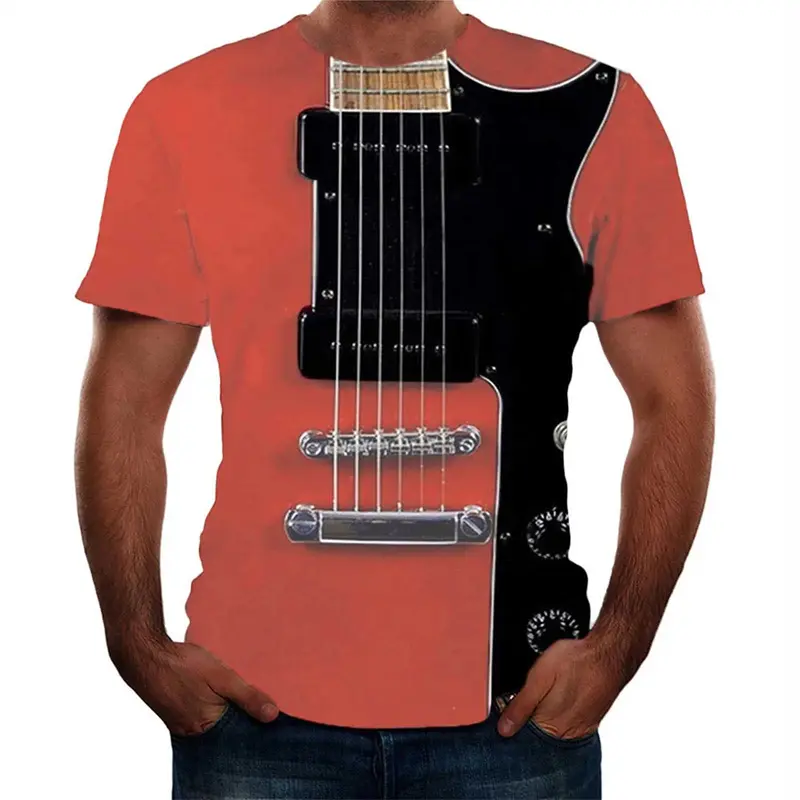 Guitar Cosplay T-shirt Men's Clothing Funny Design Short Sleeve T Shirts 3D Print Street Fashion Music Stage Party Cool Tees Top