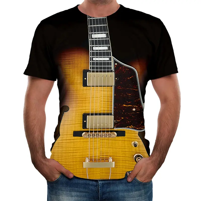 Guitar Cosplay T-shirt Men's Clothing Funny Design Short Sleeve T Shirts 3D Print Street Fashion Music Stage Party Cool Tees Top
