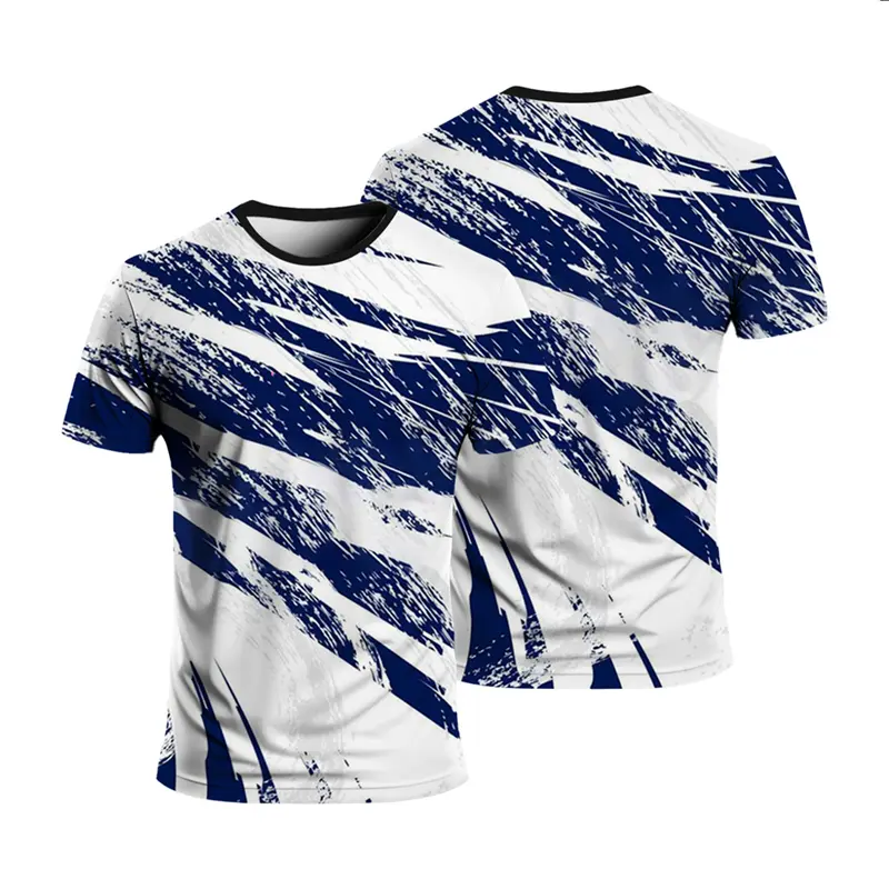 Running Sports T-shirt 3D Printing Striped Pattern For Men Kids T Shirt 2024 Fashion Summer Breathable Loose Outdoor Tee Shirts
