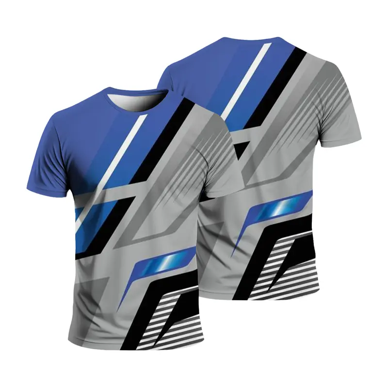 Running Sports T-shirt 3D Printing Striped Pattern For Men Kids T Shirt 2024 Fashion Summer Breathable Loose Outdoor Tee Shirts
