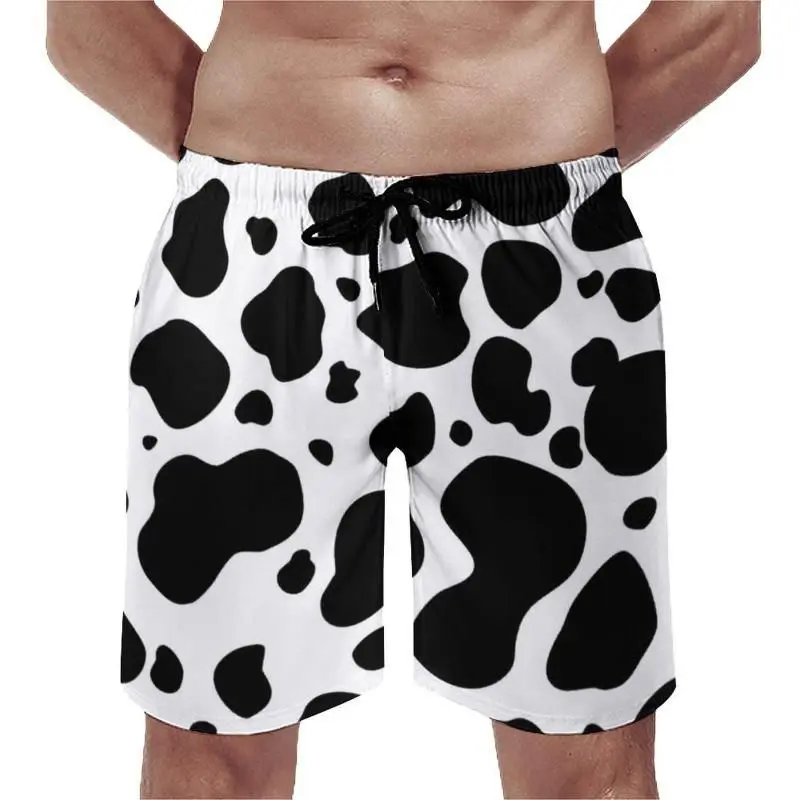 Cow Pattern Funny Print Beach Short For Men Contrast Color Design Loose Animal Cosplay Board Shorts Hip Hop Humour Summer Trunks