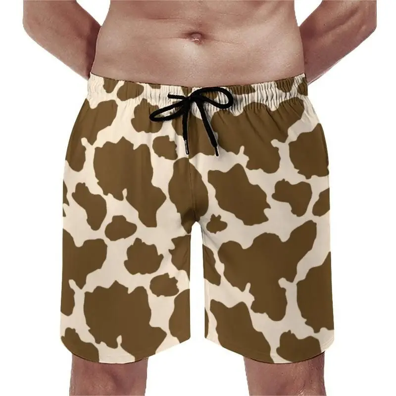 Cow Pattern Funny Print Beach Short For Men Contrast Color Design Loose Animal Cosplay Board Shorts Hip Hop Humour Summer Trunks