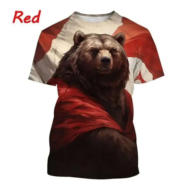 3D Print Ferocious Bear T-shirt For Men Harajuku Street Casual Short Sleeve O-neck T Shirts Summer Personality Animal Graphic