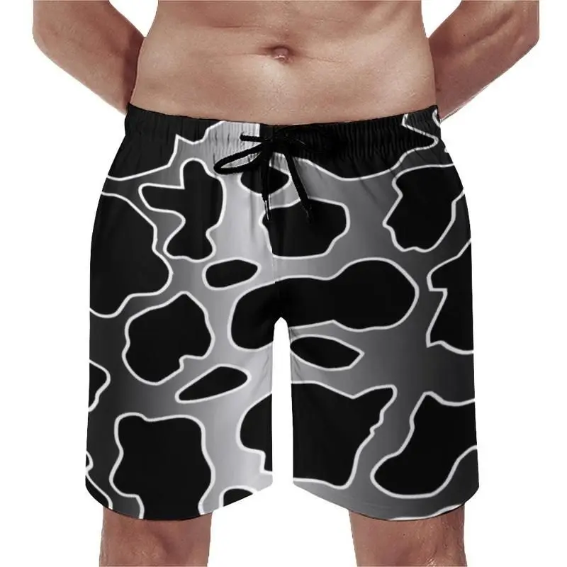 Cow Pattern Funny Print Beach Short For Men Contrast Color Design Loose Animal Cosplay Board Shorts Hip Hop Humour Summer Trunks