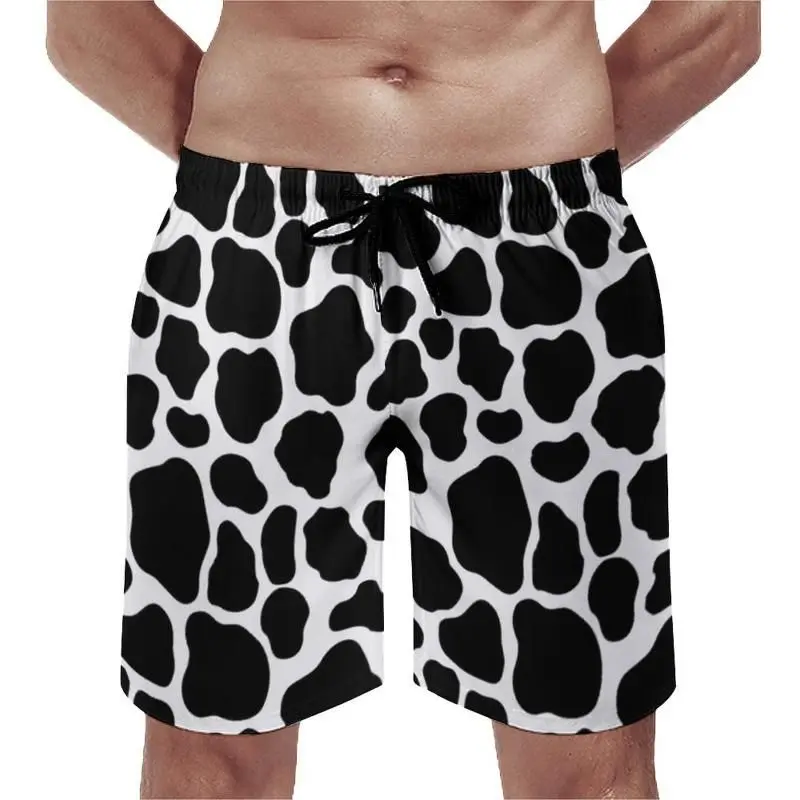 Cow Pattern Funny Print Beach Short For Men Contrast Color Design Loose Animal Cosplay Board Shorts Hip Hop Humour Summer Trunks