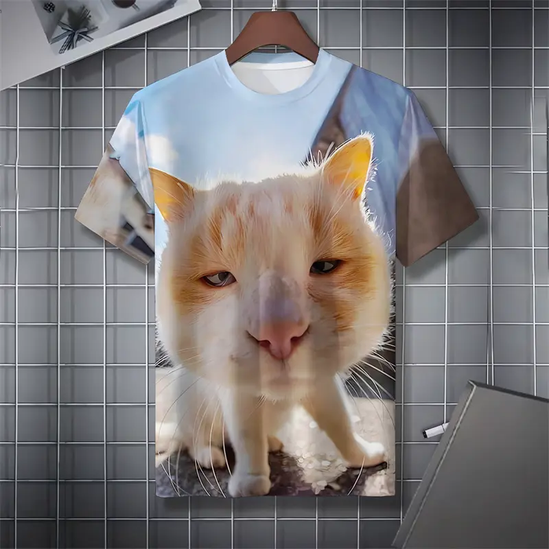 Humour Funny Cat Graphic T-shirt Unisex Hip Hop Personality 3D Print Animal Streetwear Short Sleeve Tee Summer Harajuku Tops