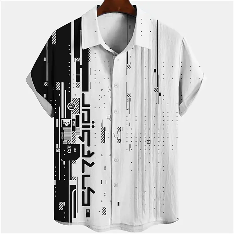 Vertical Stripes Shirt Men's Clothes 3d Printed Street Casual Fashion Shirts Harajuku Colorful Irregular Lapel Button Blouse