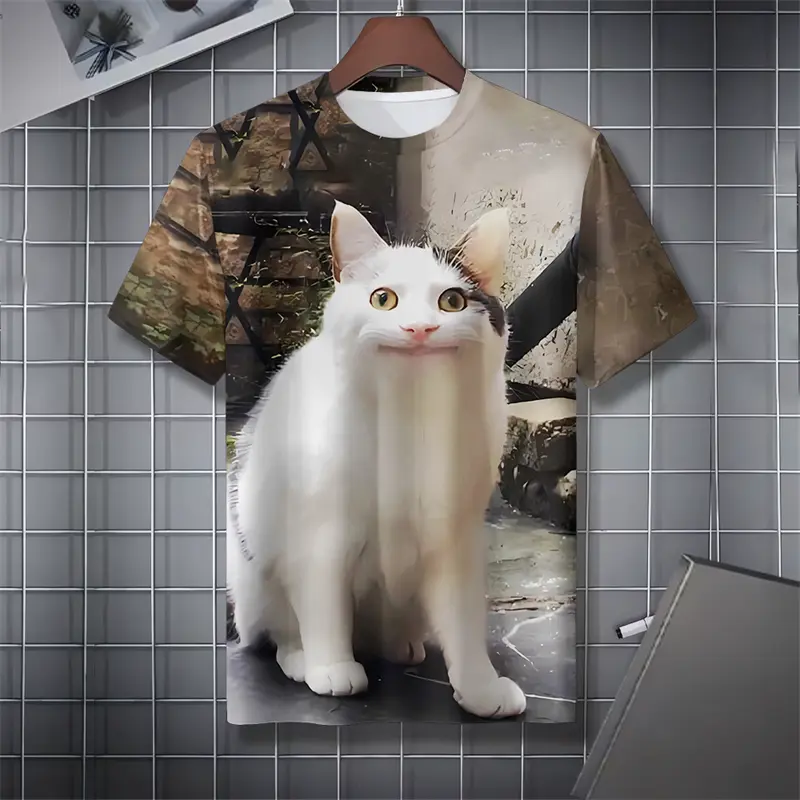 Humour Funny Cat Graphic T-shirt Unisex Hip Hop Personality 3D Print Animal Streetwear Short Sleeve Tee Summer Harajuku Tops