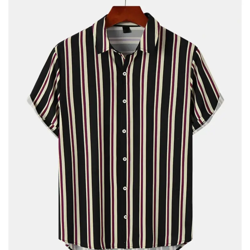 Vertical Stripes Shirt Men's Clothes 3d Printed Street Casual Fashion Shirts Harajuku Colorful Irregular Lapel Button Blouse