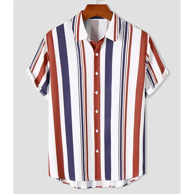 Vertical Stripes Shirt Men's Clothes 3d Printed Street Casual Fashion Shirts Harajuku Colorful Irregular Lapel Button Blouse