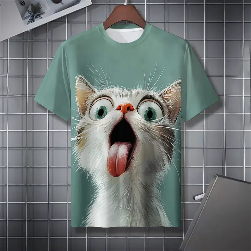 Humour Funny Cat Graphic T-shirt Unisex Hip Hop Personality 3D Print Animal Streetwear Short Sleeve Tee Summer Harajuku Tops