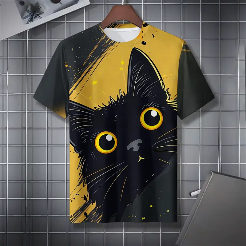 Humour Funny Cat Graphic T-shirt Unisex Hip Hop Personality 3D Print Animal Streetwear Short Sleeve Tee Summer Harajuku Tops