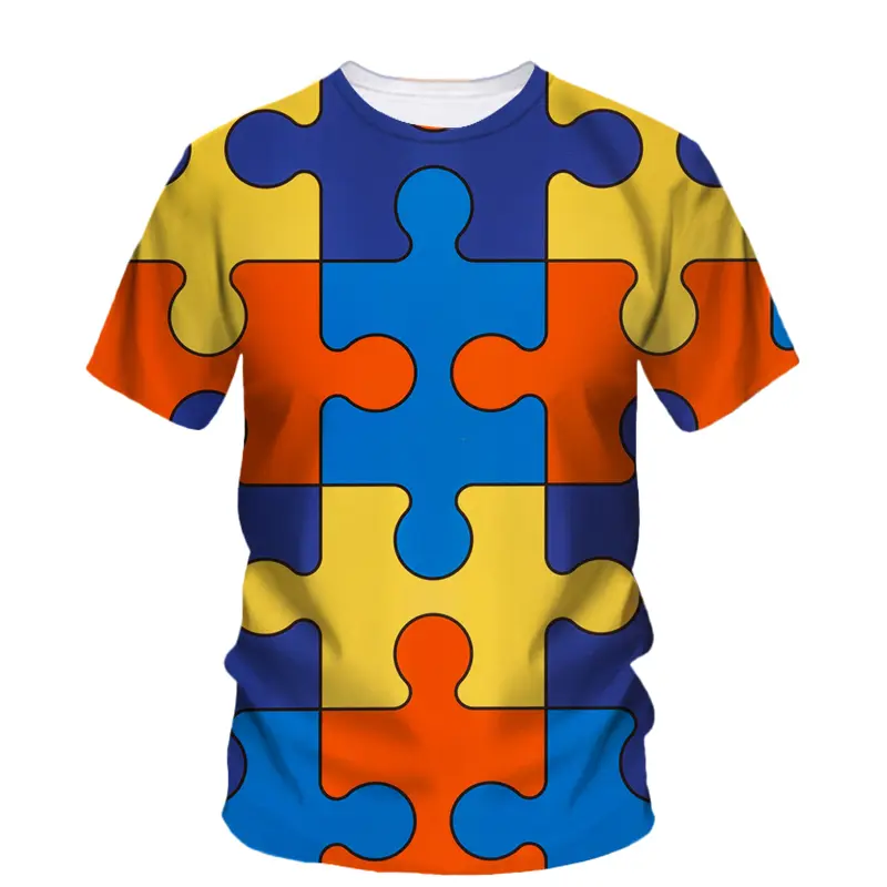 Card Puzzle T-shirt Multicolor Multishape 3D Printing T Shirts Round Neck Short Sleeves For Men's Kids Summer Fashion New Tees