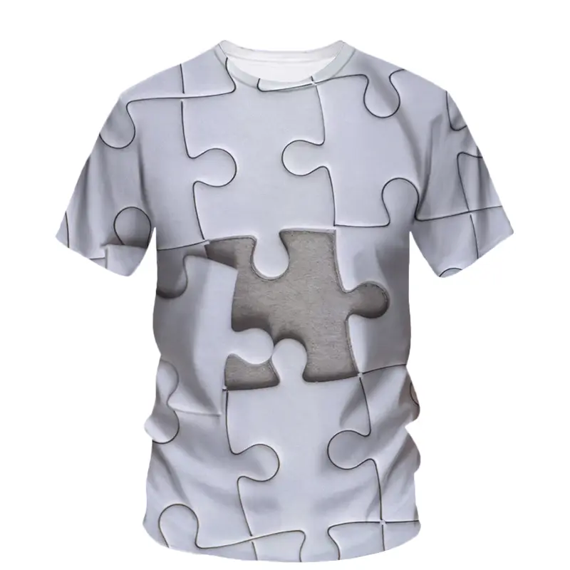 Card Puzzle T-shirt Multicolor Multishape 3D Printing T Shirts Round Neck Short Sleeves For Men's Kids Summer Fashion New Tees