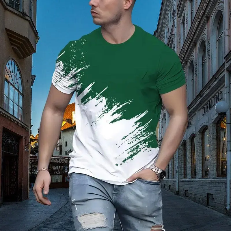 3D Print Graffiti Brush Graphic Men's T-shirt Hip Hop Streetwear Y2k Short Sleeve T Shirts Summer Leisure Daily Fashion Men Tees