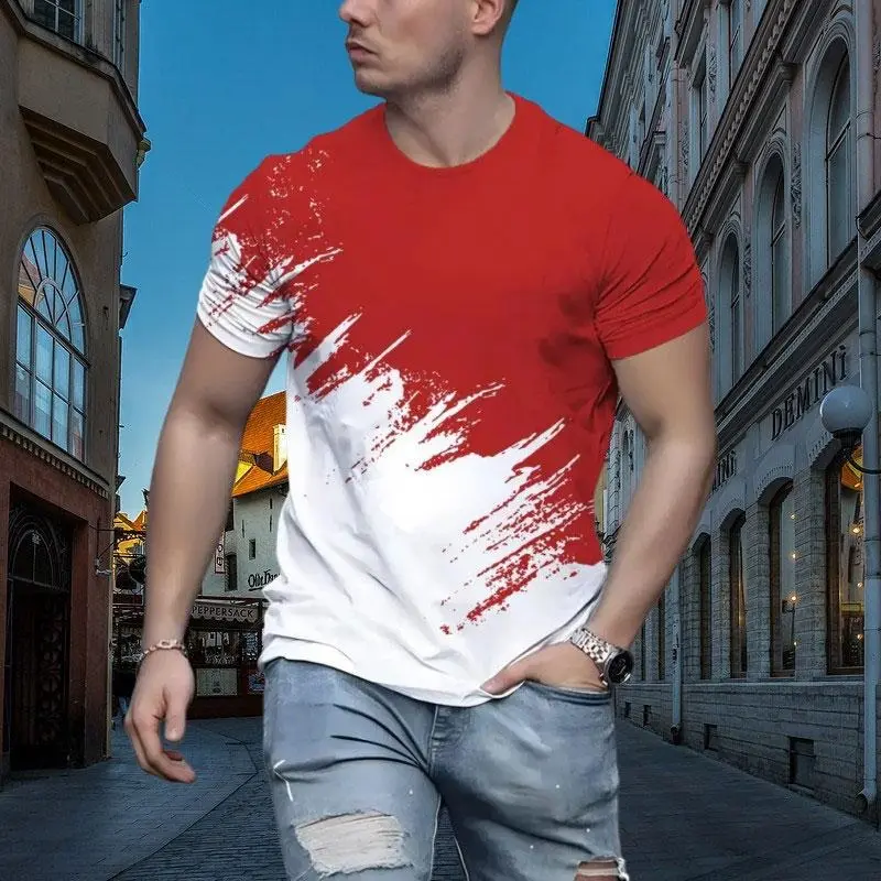 3D Print Graffiti Brush Graphic Men's T-shirt Hip Hop Streetwear Y2k Short Sleeve T Shirts Summer Leisure Daily Fashion Men Tees