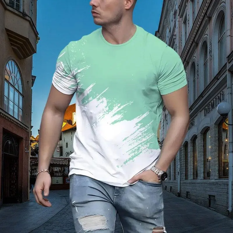 3D Print Graffiti Brush Graphic Men's T-shirt Hip Hop Streetwear Y2k Short Sleeve T Shirts Summer Leisure Daily Fashion Men Tees