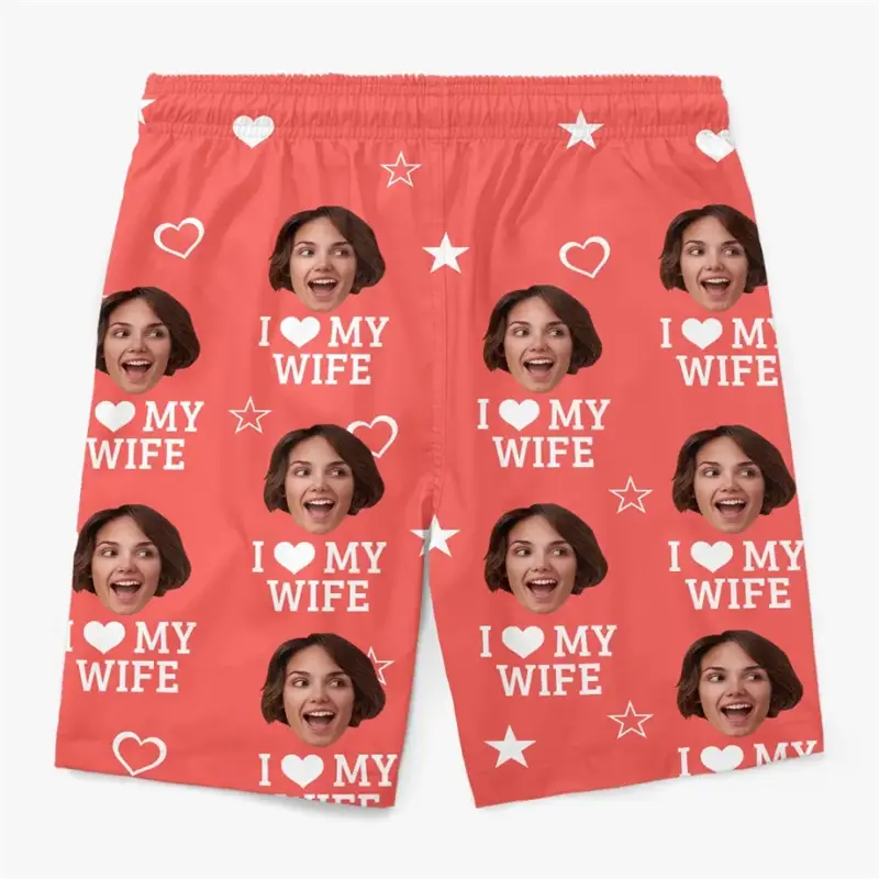 Funny Face Couple Custom Photo Beach Short Unisex 3D Print Personality Design Drawstring Board Shorts Summer Humour Swim Trunks