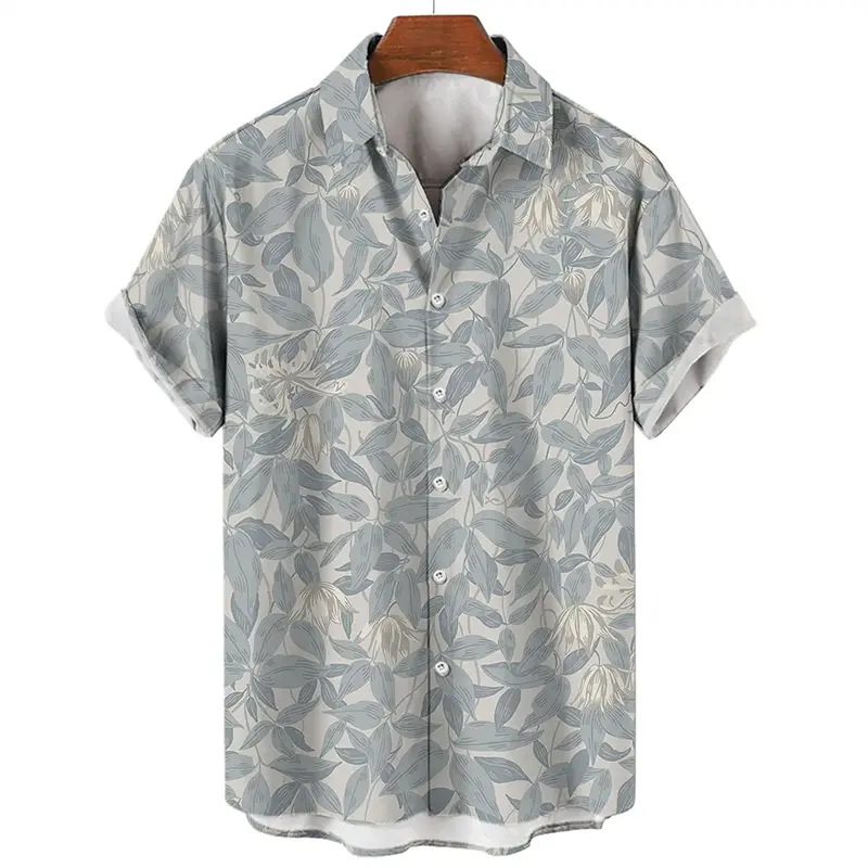 Chinese Style Flower 3d Printed Shirt For Men's Casual Fashion Plant Pattern Shirts Short Sleeves Single Breasted Street Blouse