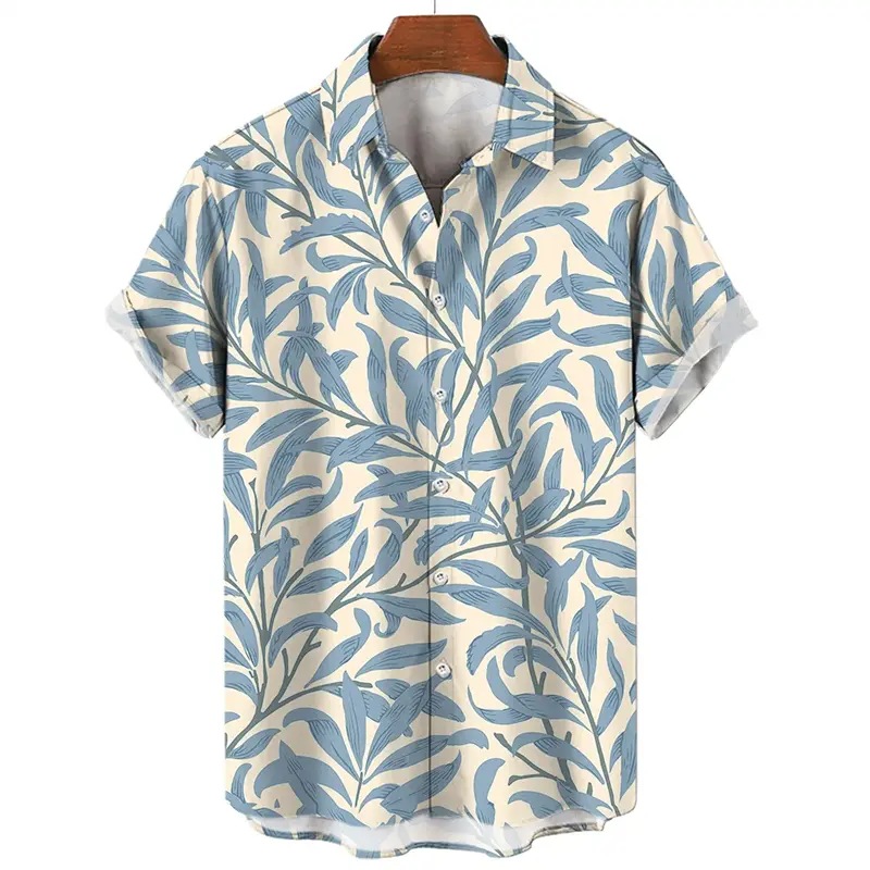 Chinese Style Flower 3d Printed Shirt For Men's Casual Fashion Plant Pattern Shirts Short Sleeves Single Breasted Street Blouse