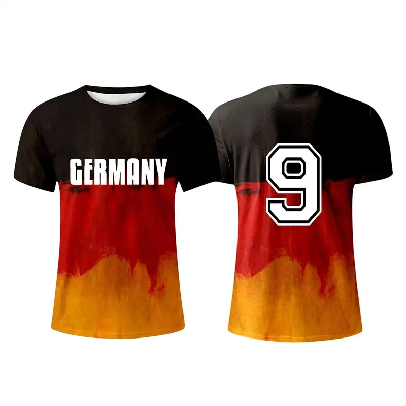 Germany Flag Number Print T-shirt Men Clothes Retro Football Design Short Sleeve T Shirts 2025 Fashion Trend Summer Male Tee Top