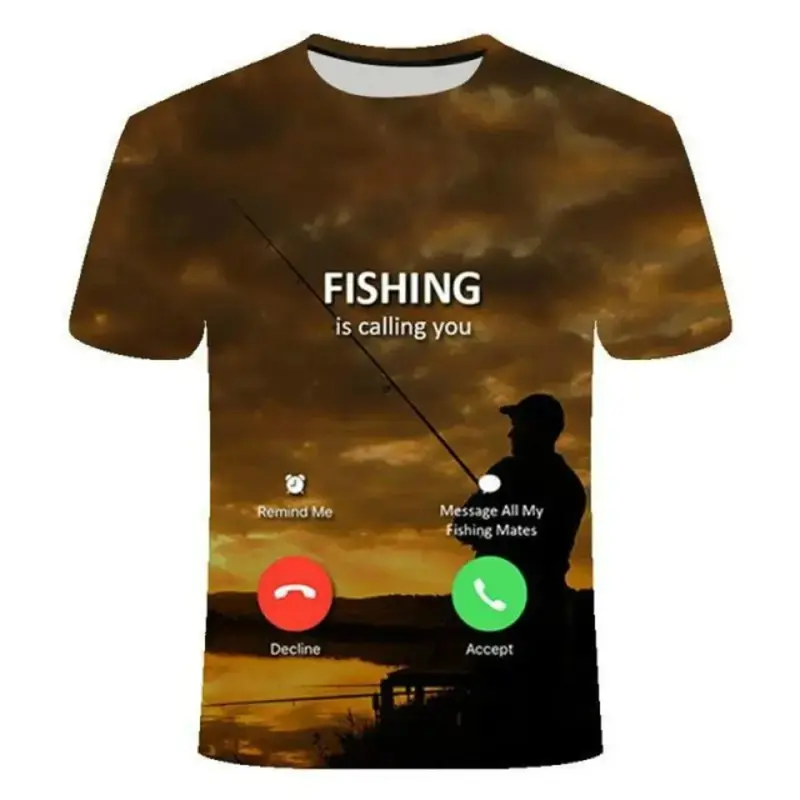 Go Fishing 3d Printed T Shirt Men Summer Clothes Short Sleeves O-neck Sports T-shirt Street Funny Pattern Trend Fashion Tees Top