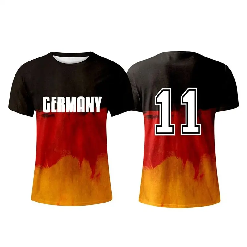 Germany Flag Number Print T-shirt Men Clothes Retro Football Design Short Sleeve T Shirts 2025 Fashion Trend Summer Male Tee Top