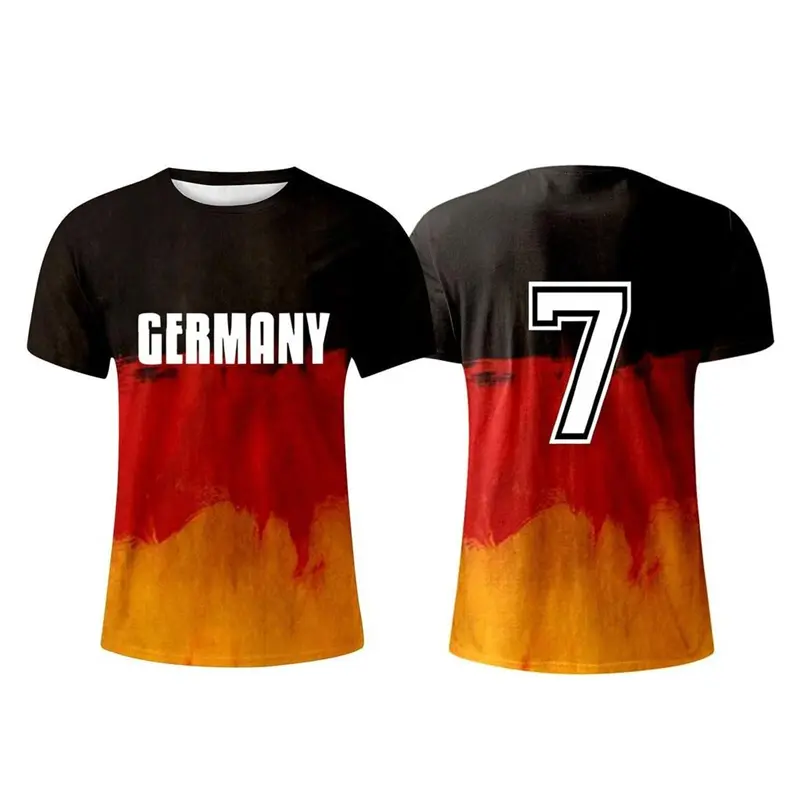 Germany Flag Number Print T-shirt Men Clothes Retro Football Design Short Sleeve T Shirts 2025 Fashion Trend Summer Male Tee Top