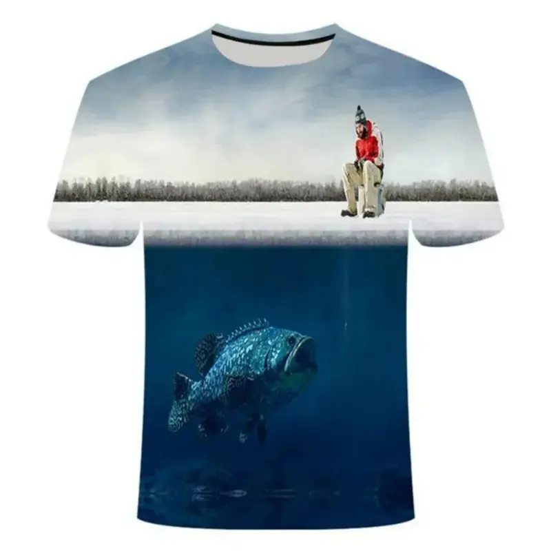 Go Fishing 3d Printed T Shirt Men Summer Clothes Short Sleeves O-neck Sports T-shirt Street Funny Pattern Trend Fashion Tees Top