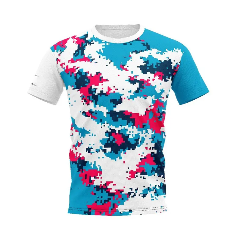 Sport Camouflage Print Quick Dry Gym T-shirt For Men Sport Casual Short Sleeve T Shirts Run Badminton Trend New Loose Tee Top