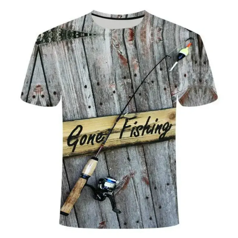 Go Fishing 3d Printed T Shirt Men Summer Clothes Short Sleeves O-neck Sports T-shirt Street Funny Pattern Trend Fashion Tees Top