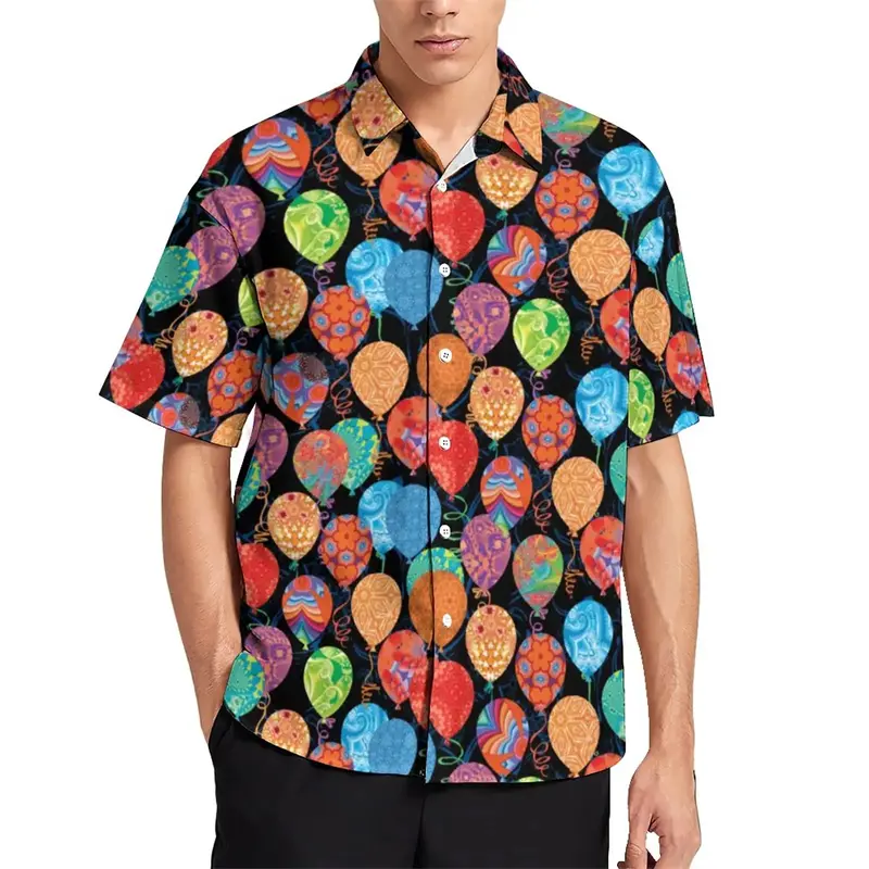 Funny Colorful Balloon Dog Shirt Men's Clothing 3d Printed Cartoon Cute Pattern Shirts Hip Hop Street Perspective Button Blouse