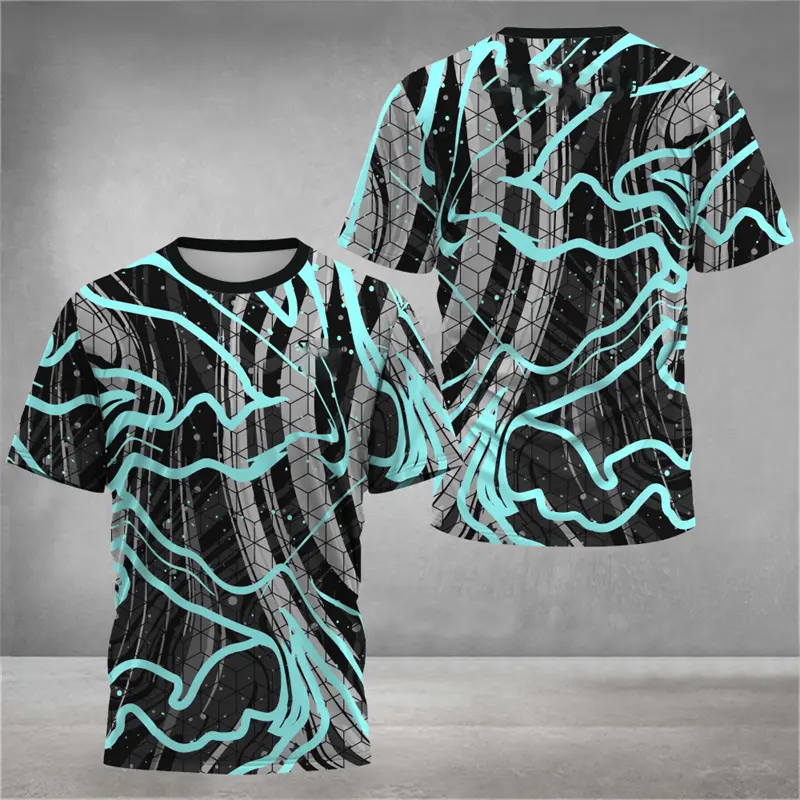3D Print Art Graffiti Stripe Breathable Sport Men Shirt Personality Loose Tee Shirts Outdoor Run Badminton Football Jersey Tee
