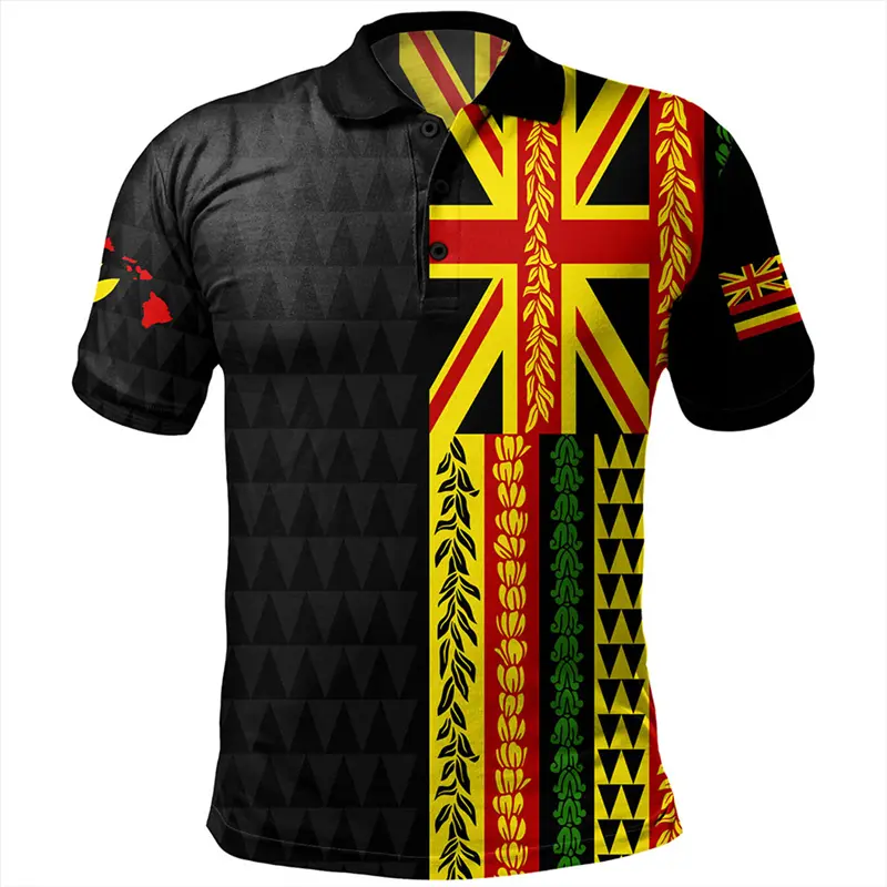 Fashion Hawaii Printed Polo Shirt Men's Clothing 3D Printed Button Lapel Shirts Polynesia Vacation Personality Trend Top 2025