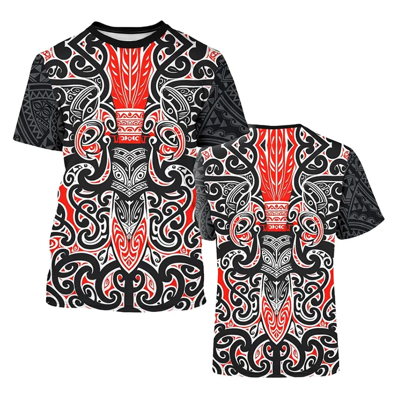 New Zealand Maori Tattoo Print T-shirt Men Personality Unique Round Neck T Shirts Novelty Graphic Design 2025 Summer Tee Top