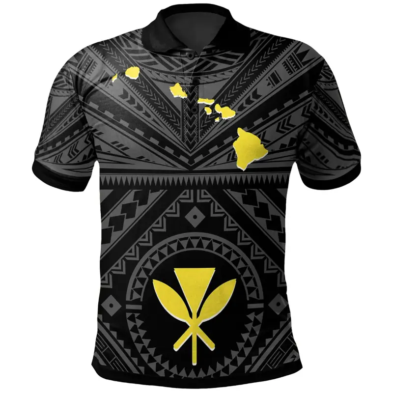 Fashion Hawaii Printed Polo Shirt Men's Clothing 3D Printed Button Lapel Shirts Polynesia Vacation Personality Trend Top 2025
