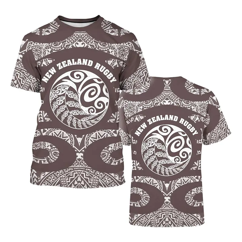 New Zealand Maori Tattoo Print T-shirt Men Personality Unique Round Neck T Shirts Novelty Graphic Design 2025 Summer Tee Top