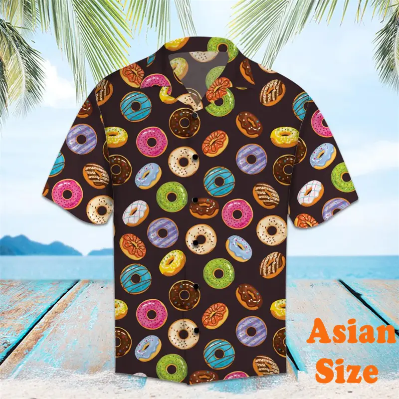 Popular Prints Graphic Hawaii Shirt For Men Women Capybara Sushi Ice Cream Donut Graphic Shirts Fashion Trend Summer New Blouse