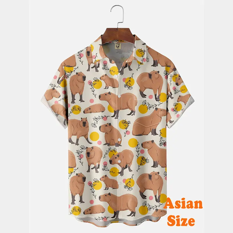 Popular Prints Graphic Hawaii Shirt For Men Women Capybara Sushi Ice Cream Donut Graphic Shirts Fashion Trend Summer New Blouse