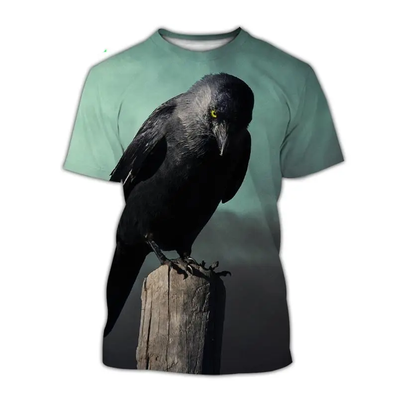 Black Crow Skull Graphic T-shirt Men's Clothing Dark Style 3D Print Short Sleeve O-neck T Shirts 2025 Summer Harajuku Novel Tees