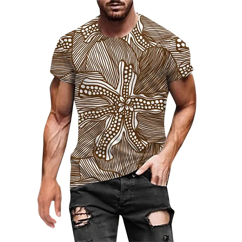 Harajuku Streetwear T-shirt Men's Clothing Round Neck Short Sleeve T Shirts 3D Print Graphics Irregular Striped Casual Tees Tops