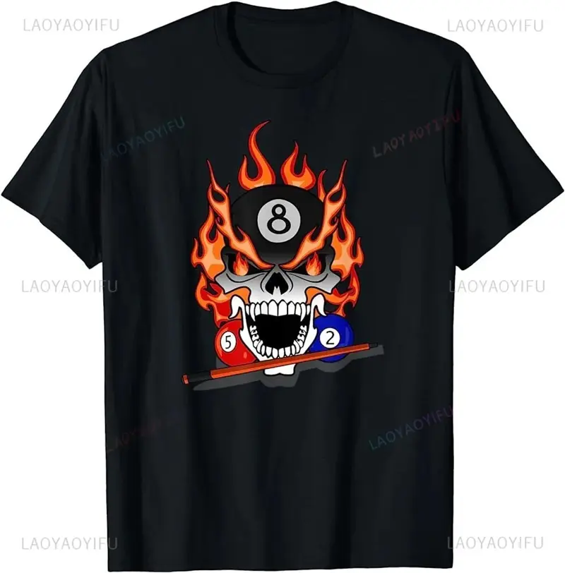 Funny Simple Billiards Slogan T-shirt For Men 3D Print Graphic Black Solid Loose T Shirts Daily Sport Casual Fitness Tees Top