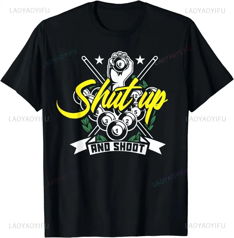 Funny Simple Billiards Slogan T-shirt For Men 3D Print Graphic Black Solid Loose T Shirts Daily Sport Casual Fitness Tees Top