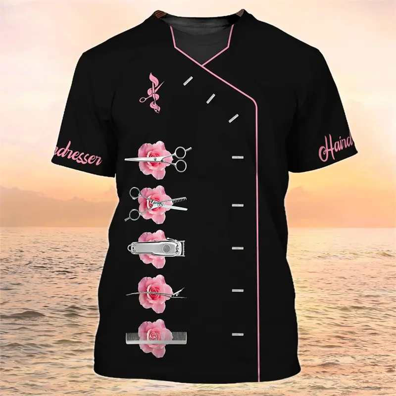 Fashion Barber Dressing 3d Printed T-Shirt Men Women Fun Short Sleeve Tees Top Smock Vintage Casual Oversized Tees Top Clothing