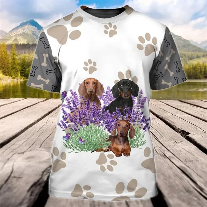 Cute Pet Footprints Printed T-shirt Women's Clothing Pet Lovers Street Short Sleeve T Shirts 3D Printed Dog Cat Funny Tee Top