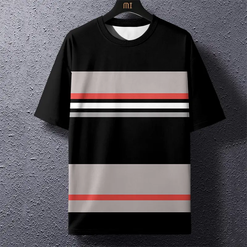 Black White Stripe Simple T-shirt Men Women Polyester Sublimation Print Graphic Run Sport Quick Dry Short Sleeve Striped Tees