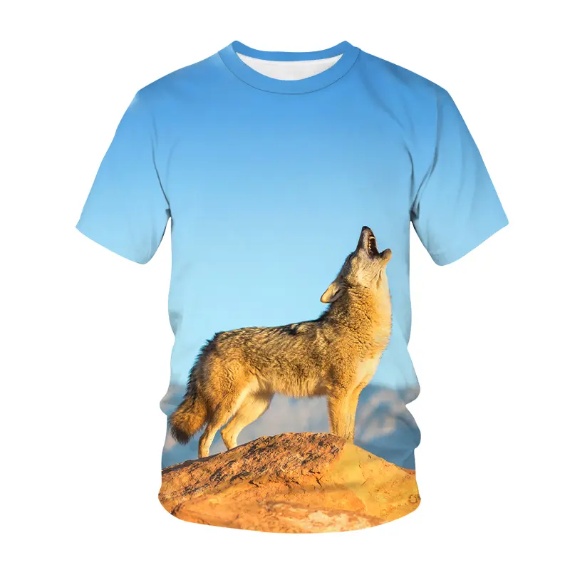 3D Printed Wolf T-shirt Animal Pattern Round Neck T Shirt Outdoor 2024 Summer New Short Sleeve Comfortable Oversize Tee Shirts