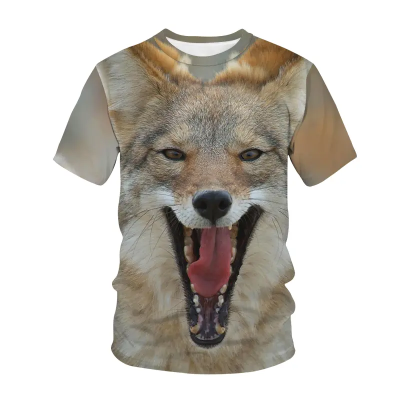 3D Printed Wolf T-shirt Animal Pattern Round Neck T Shirt Outdoor 2024 Summer New Short Sleeve Comfortable Oversize Tee Shirts