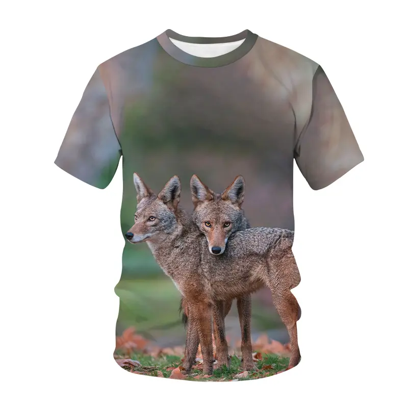3D Printed Wolf T-shirt Animal Pattern Round Neck T Shirt Outdoor 2024 Summer New Short Sleeve Comfortable Oversize Tee Shirts